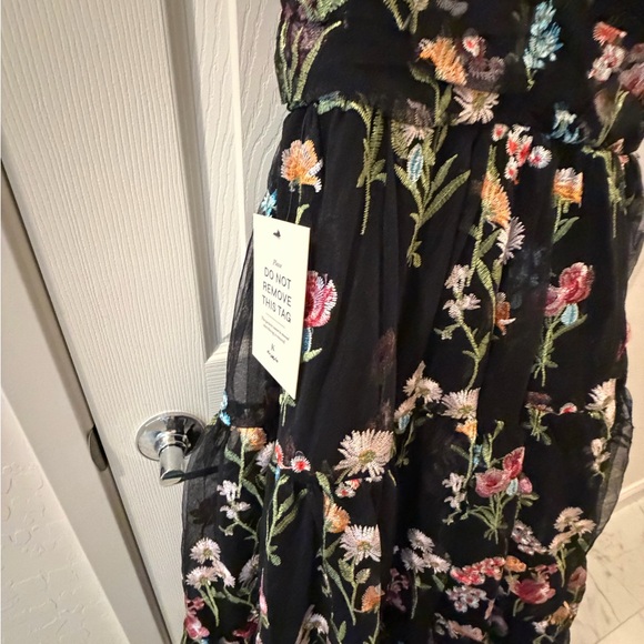 JessaKae Black Maxi Dress with Multicolor Floral Embroidery - Picture 4 of 8